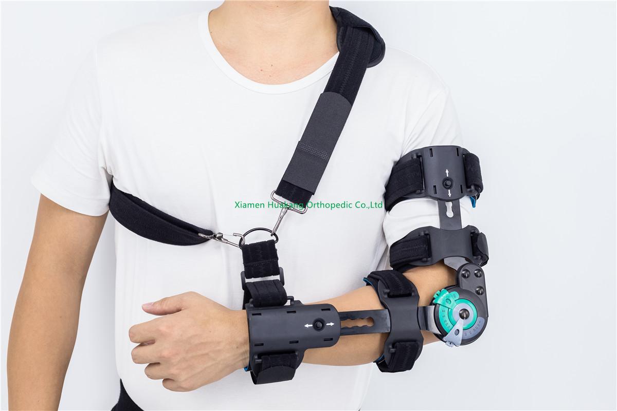 ROM hinged hand elbow support immobilizers